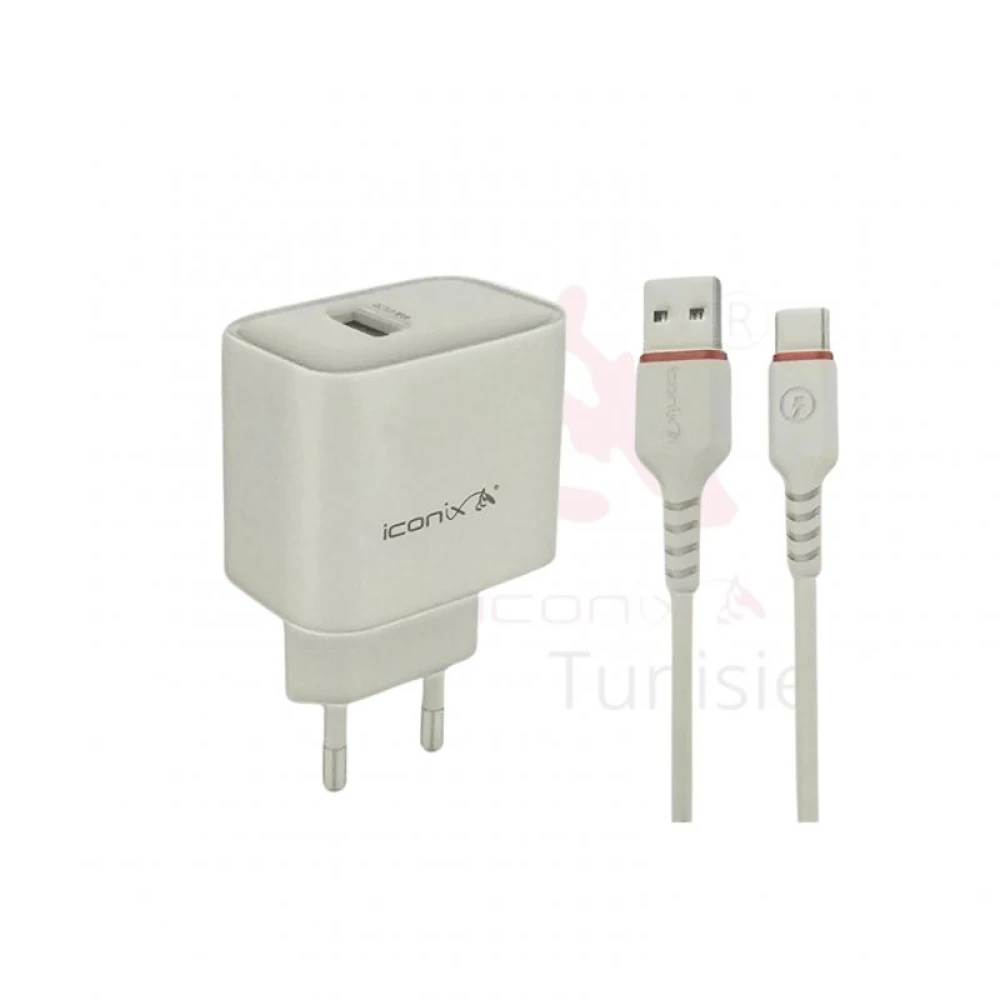 Chargeur Rapide Iconix IC-HC1044 - Type-c 18W - Blanc